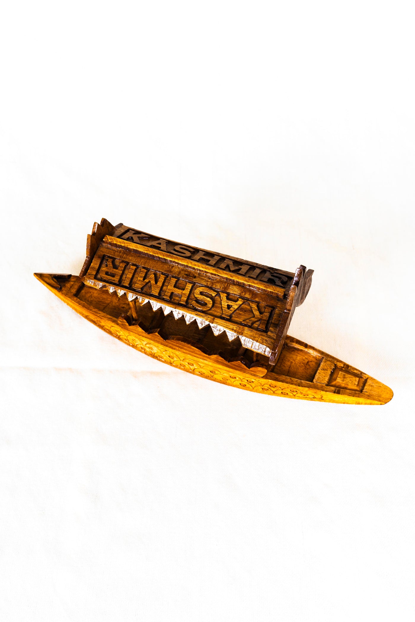 Handcrafted Walnut Wood Miniature Shikara