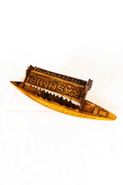 Handcrafted Walnut Wood Miniature Shikara