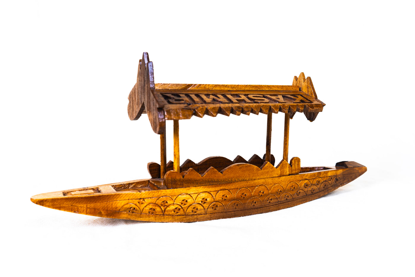 Handcrafted Walnut Wood Miniature Shikara