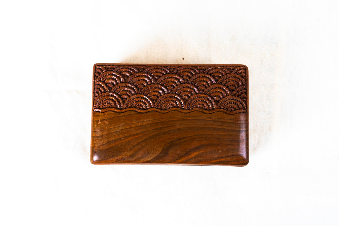 Handcrafted Walnut Wood Box with Hidden Lock – KashmKari