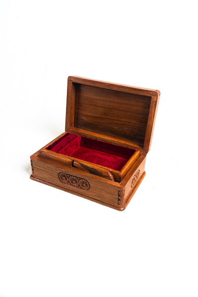 Ornate Hand-Carved Wooden Treasure Box