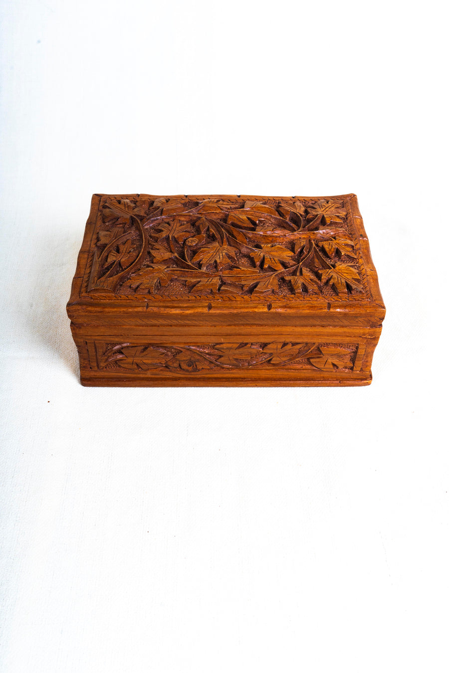 Kashmiri Hand-Carved Wooden Storage Box