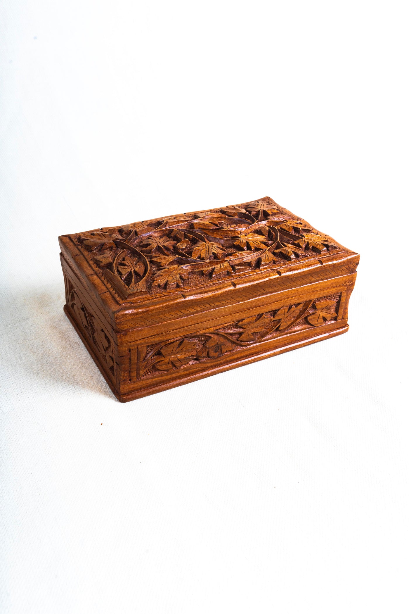 Kashmiri Hand-Carved Wooden Storage Box