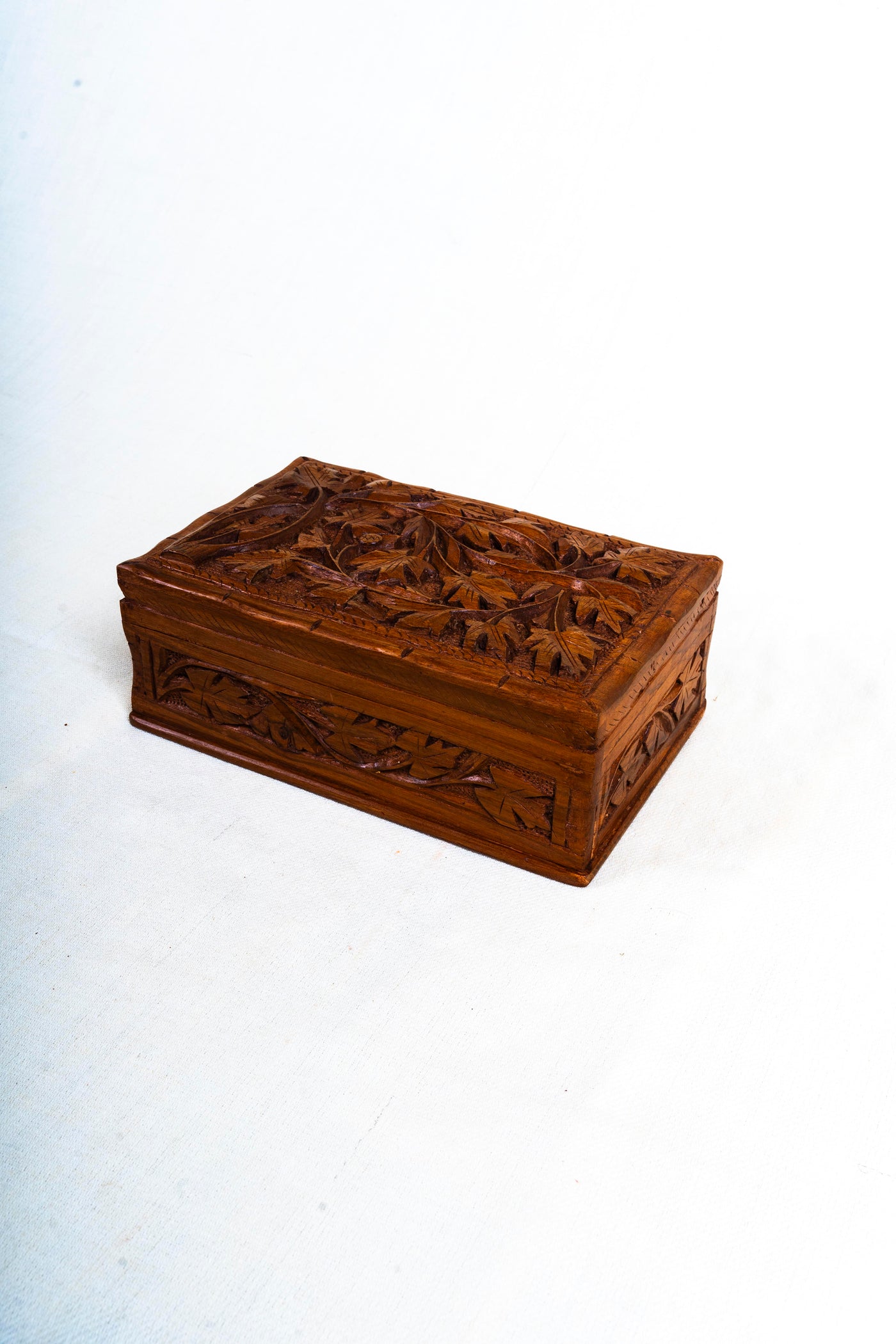 Kashmiri Hand-Carved Wooden Storage Box