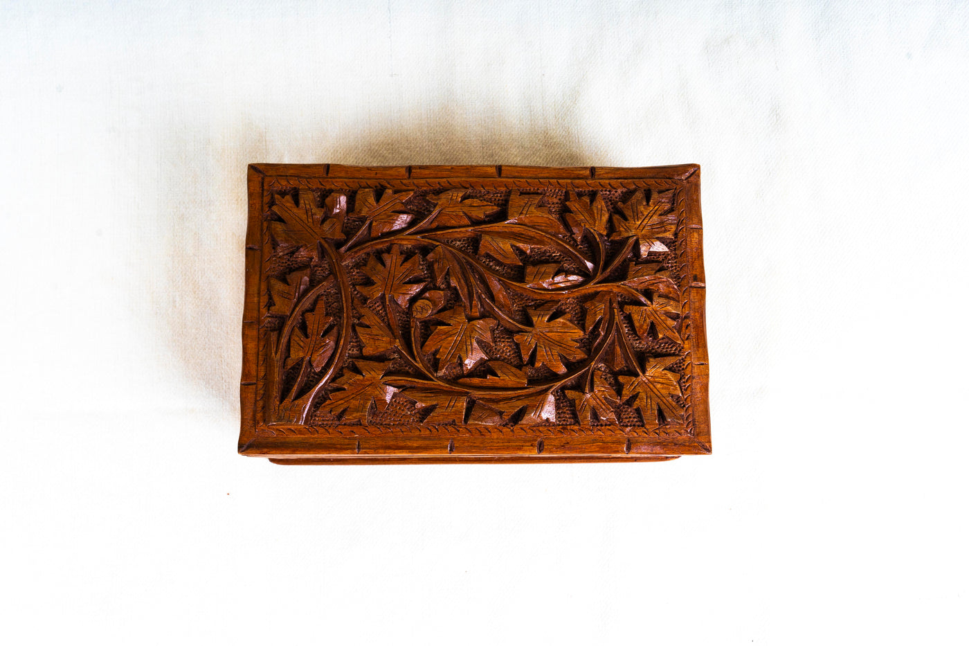 Kashmiri Hand-Carved Wooden Storage Box