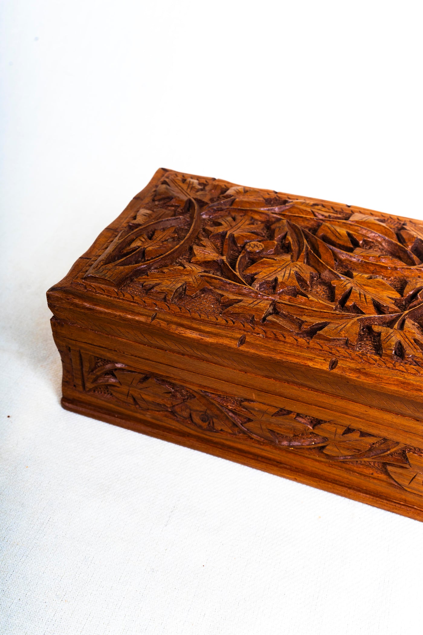 Kashmiri Hand-Carved Wooden Storage Box