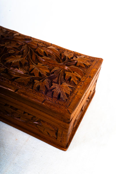 Kashmiri Hand-Carved Wooden Storage Box