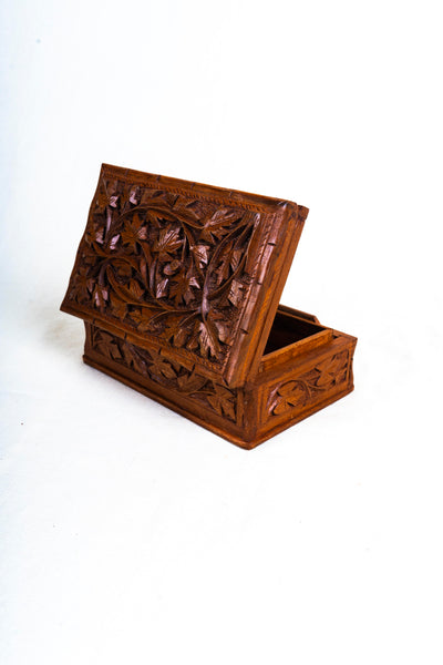 Kashmiri Hand-Carved Wooden Storage Box