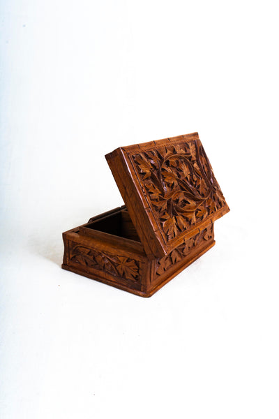 Kashmiri Hand-Carved Wooden Storage Box