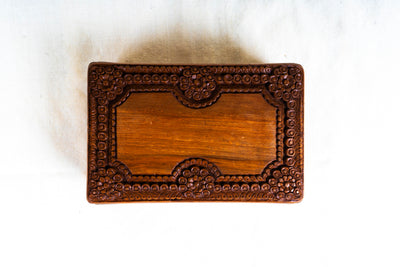 Elegant Hand-Carved Walnut Wood Treasure Box