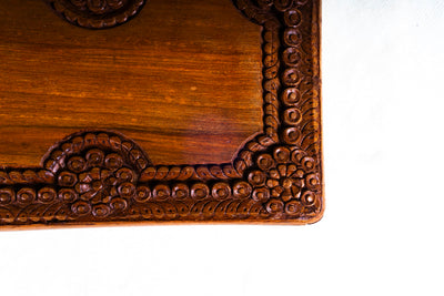 Elegant Hand-Carved Walnut Wood Treasure Box