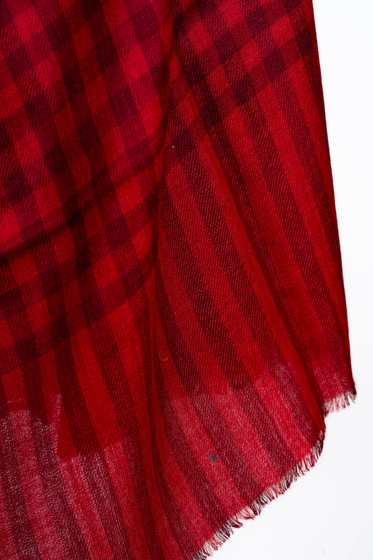 Crimson Checks: Merino Wool Stole in Bold Red Hues