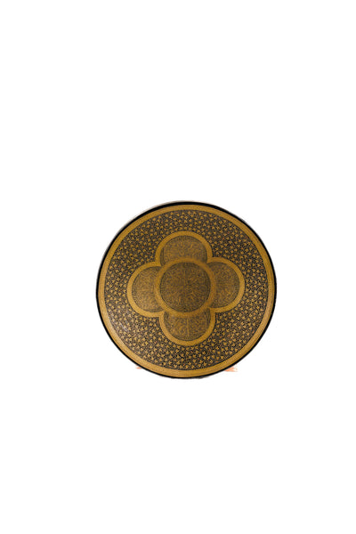 Golden Petals Hand-Painted Paper Mache Decorative Plate