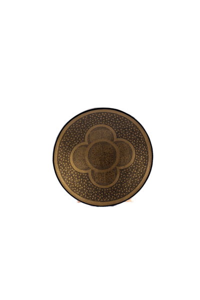 Golden Petals Hand-Painted Paper Mache Decorative Plate