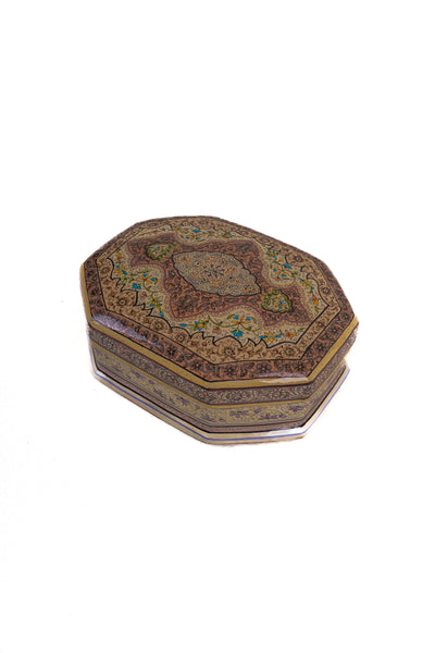 Octagonal Hand-Crafted Paper Mache Treasure Box