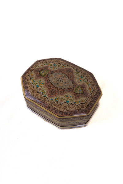 Octagonal Hand-Crafted Paper Mache Treasure Box