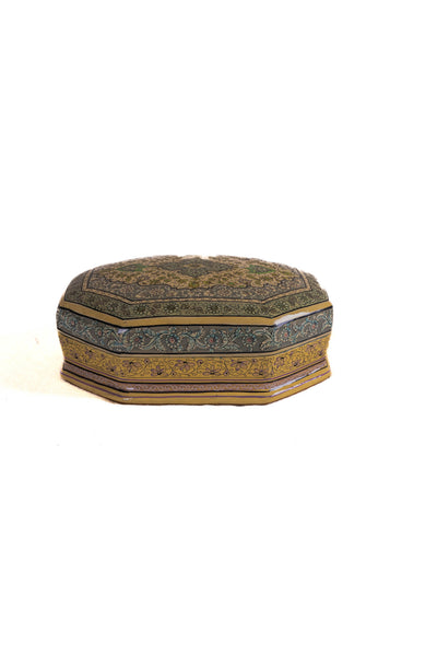 Floral Reverie Octagonal Hand-Painted Paper Mache Box