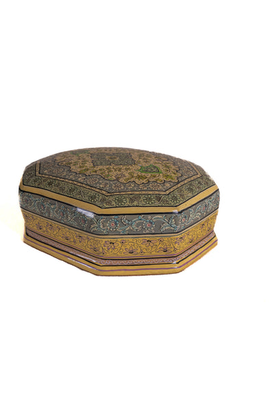 Floral Reverie Octagonal Hand-Painted Paper Mache Box