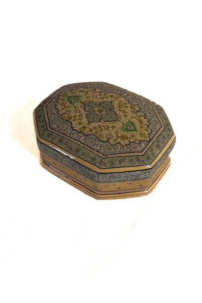 Floral Reverie Octagonal Hand-Painted Paper Mache Box