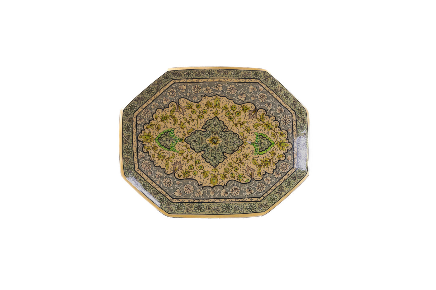 Floral Reverie Octagonal Hand-Painted Paper Mache Box