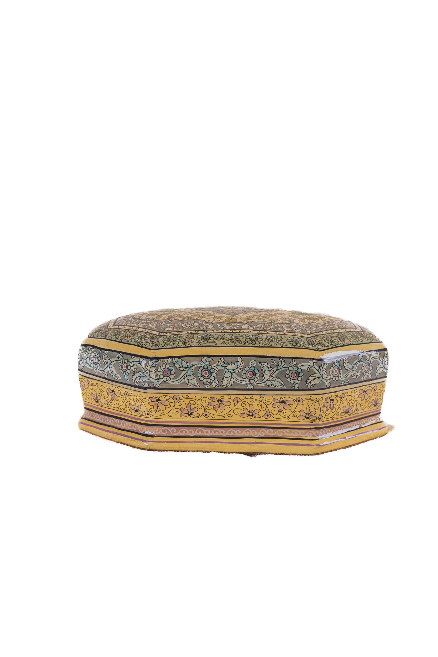 Floral Reverie Octagonal Hand-Painted Paper Mache Box