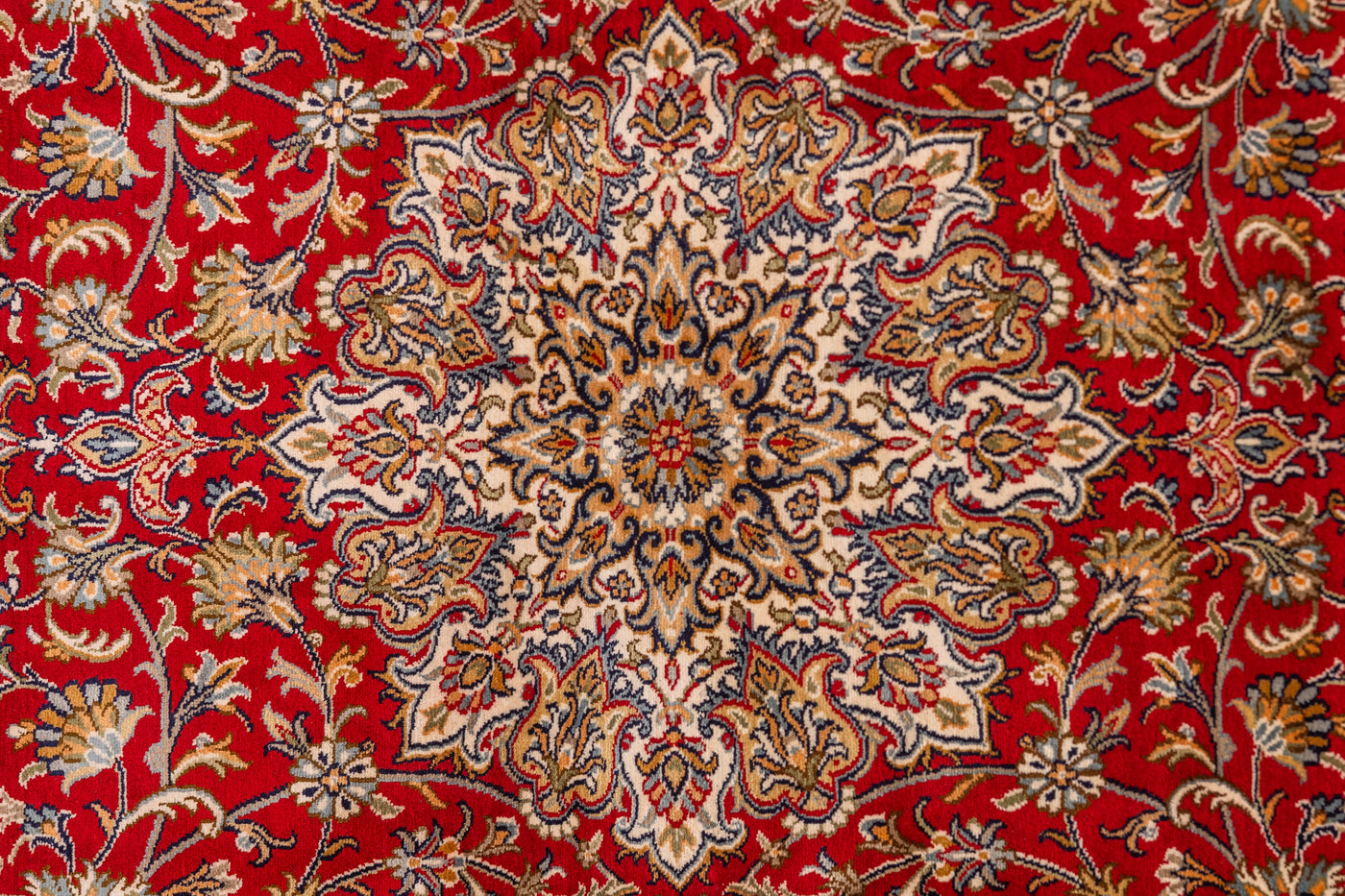 Crimson Garden of Paradise Carpet - Hand Knotted Pure Silk Kashmiri Carpet (4ft * 6ft)