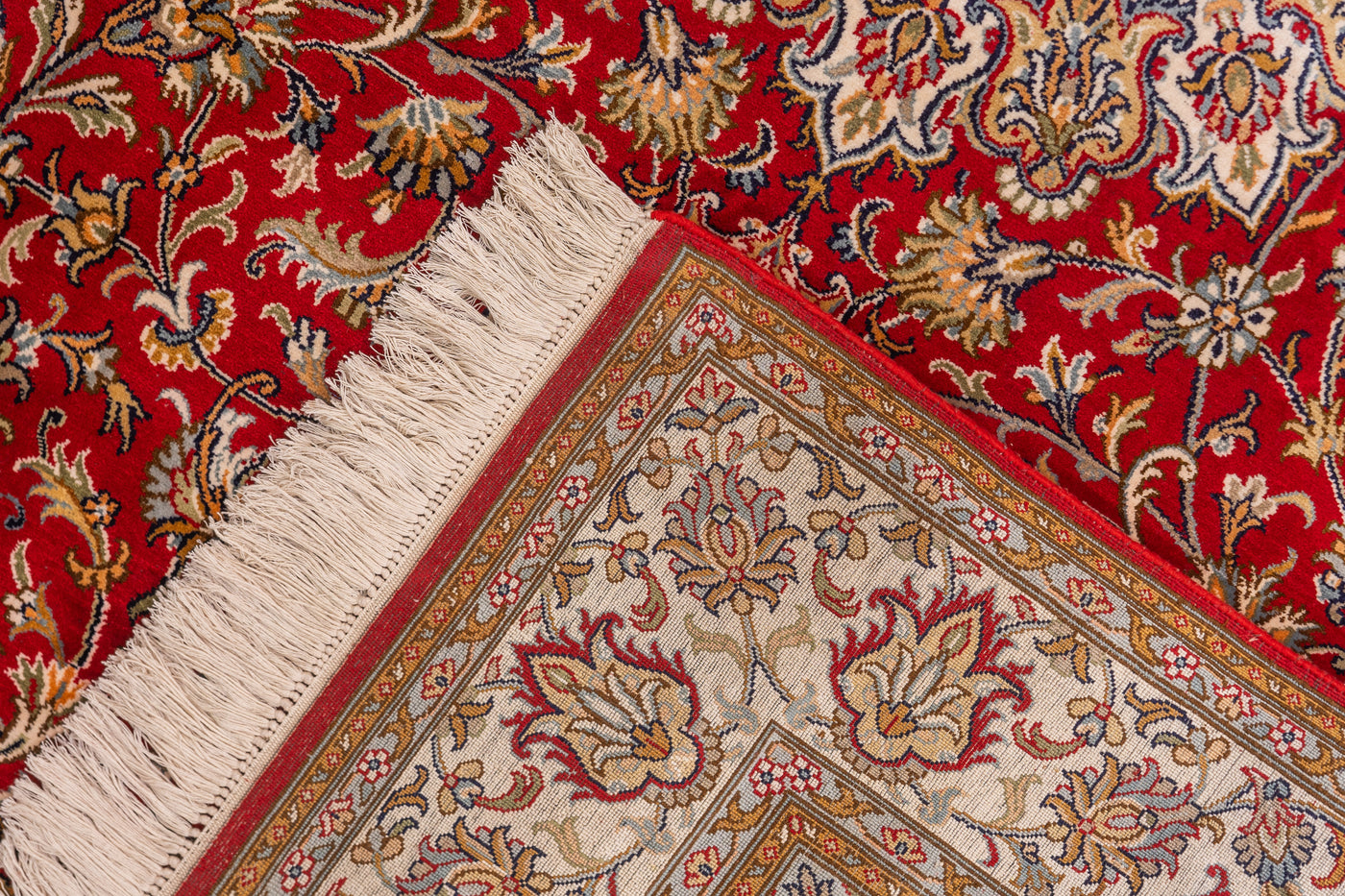 Crimson Garden of Paradise Carpet - Hand Knotted Pure Silk Kashmiri Carpet (4ft * 6ft)