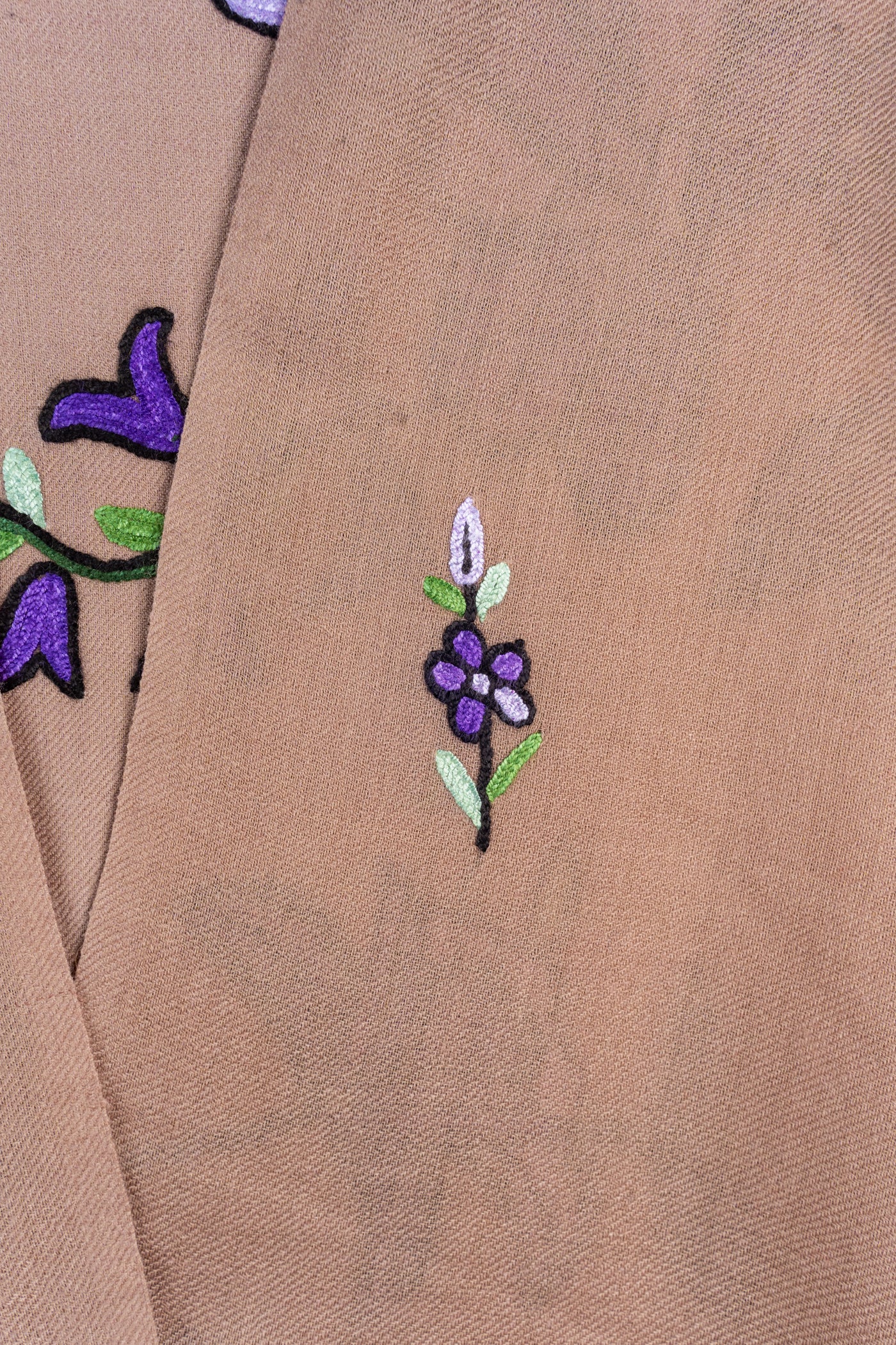 Fajr-e-Aari: Kashmiri Hand Embroidered Beige Suit with Hand Aari Embroidery