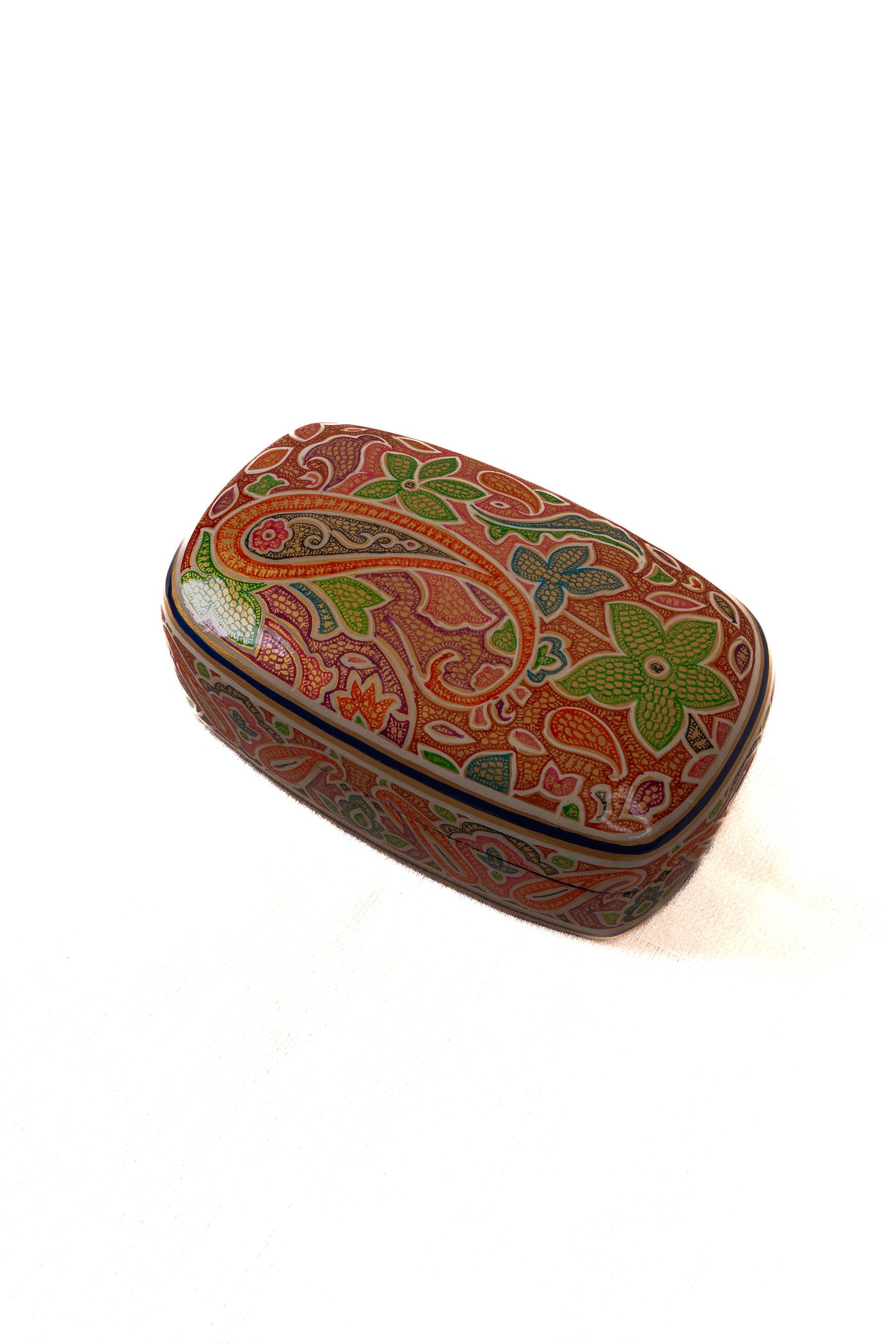 Paisley Bloom Hand-Painted Paper Mache Box