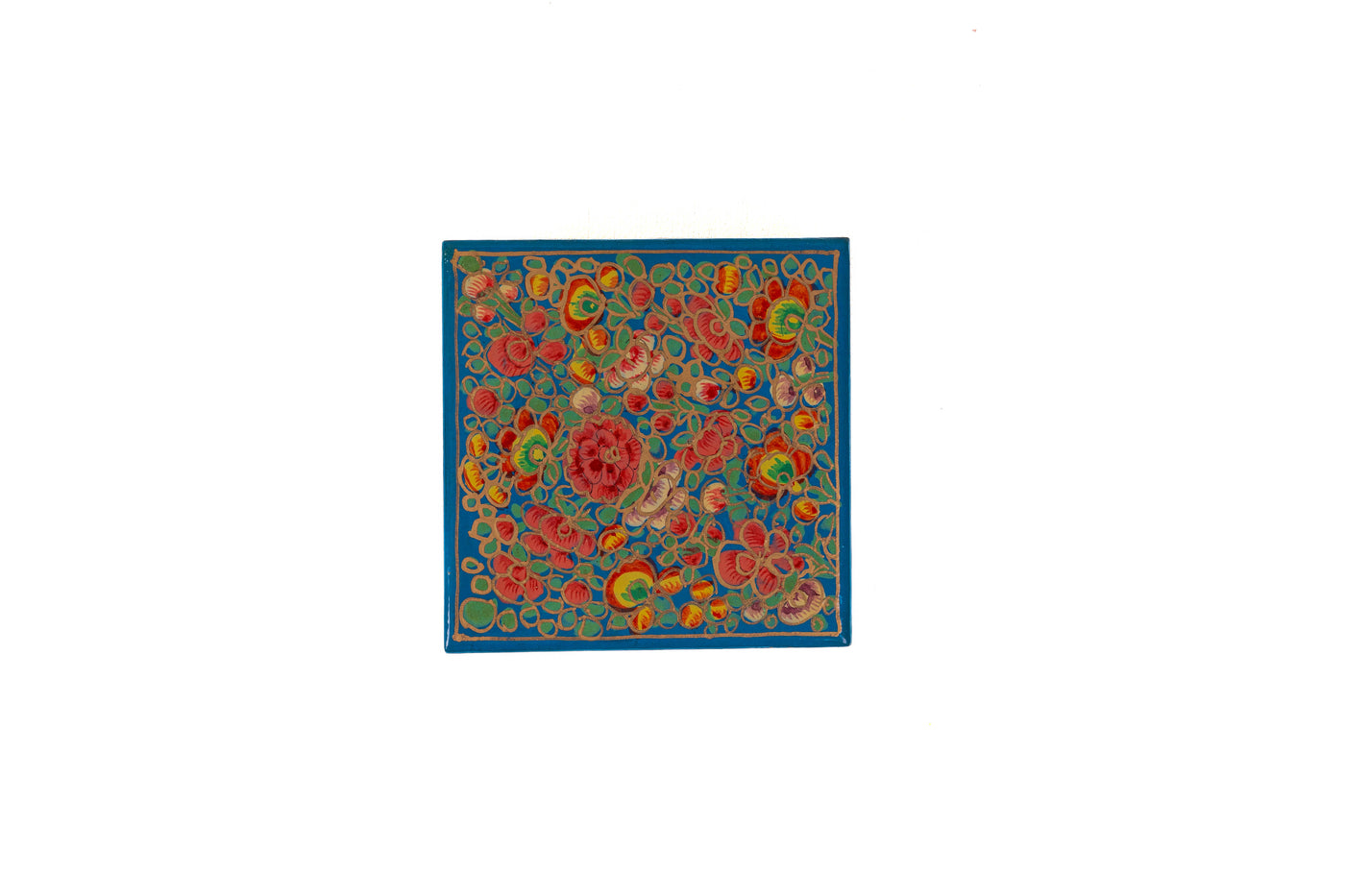 Floral Symphony Hand-Crafted Paper Mache Coasters with Box