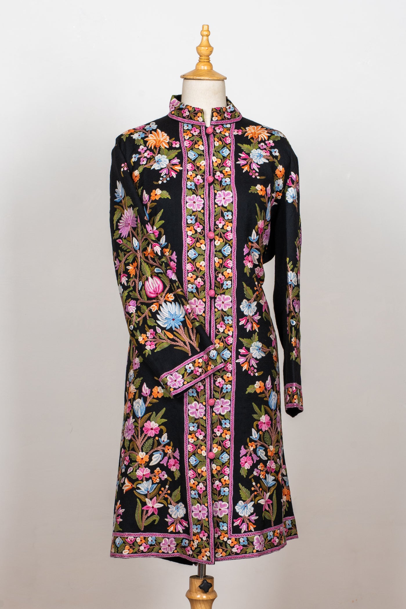 Midnight Garden Hand-Embroidered Kashmiri Jacket