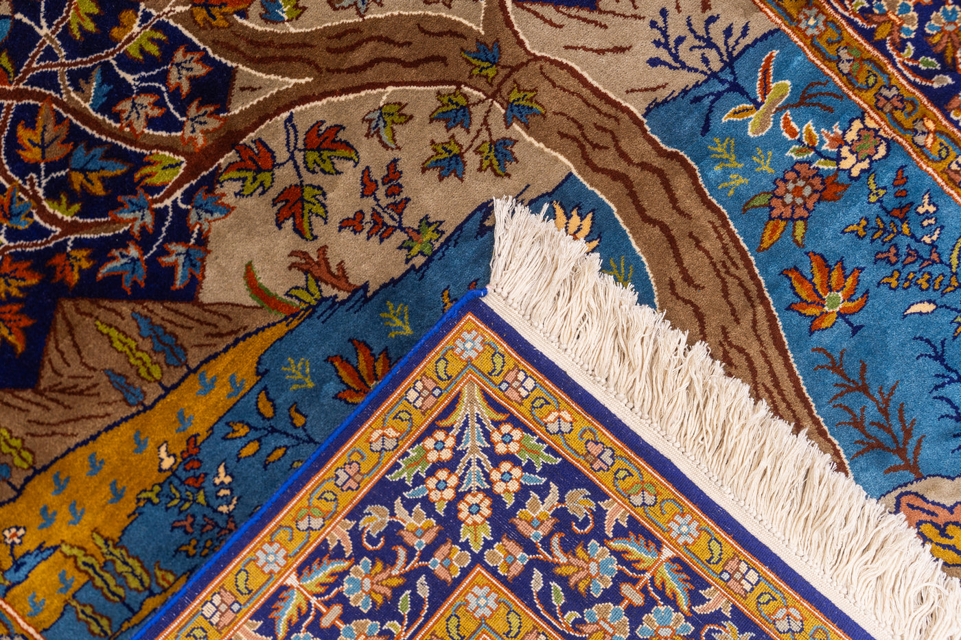 Nature’s Serenade Tree of Life Carpet - Hand Knotted Pure Silk Kashmiri Carpet (2.5ft * 4ft)