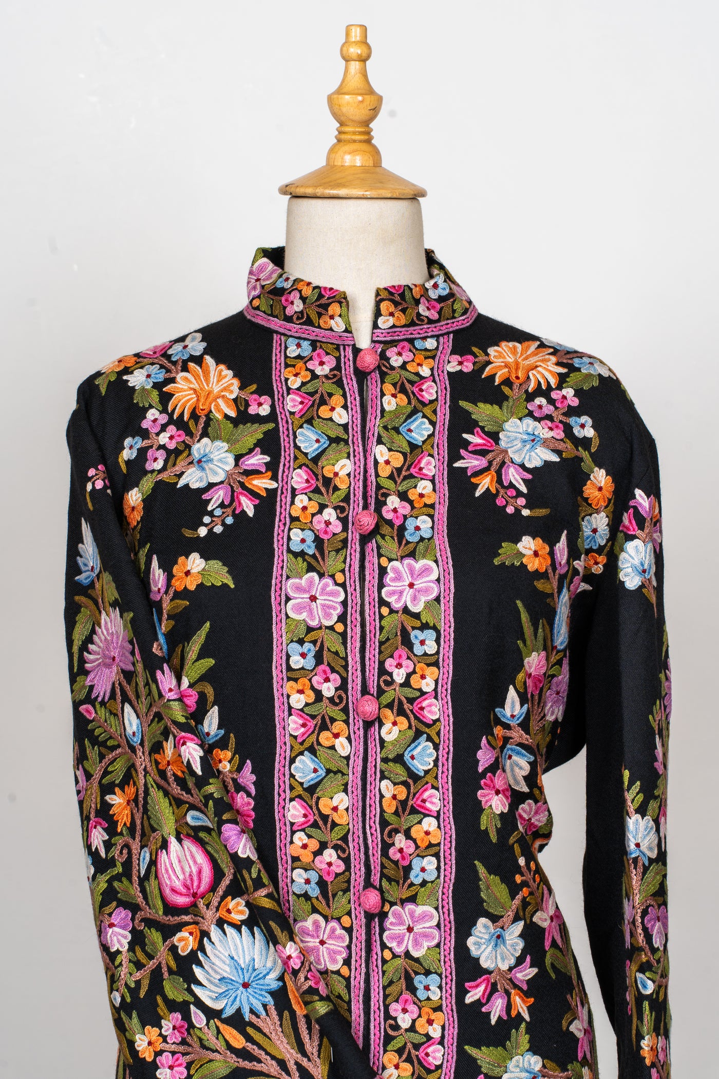 Midnight Garden Hand-Embroidered Kashmiri Jacket