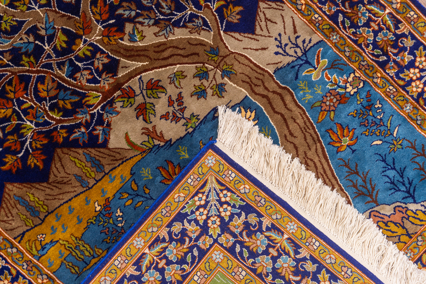 Nature’s Serenade Tree of Life Carpet - Hand Knotted Pure Silk Kashmiri Carpet (2.5ft * 4ft)