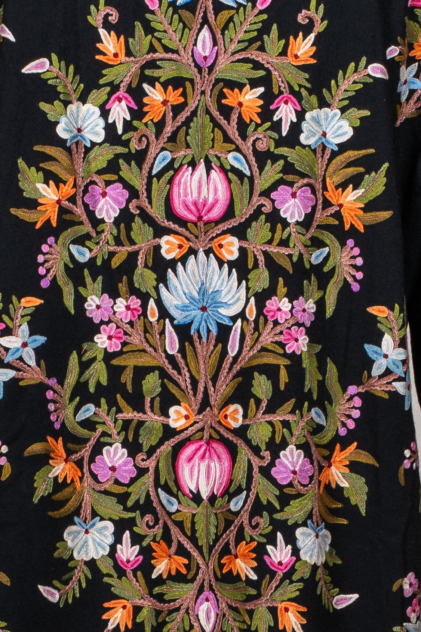 Midnight Garden Hand-Embroidered Kashmiri Jacket