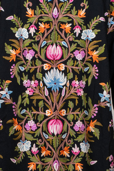 Midnight Garden Hand-Embroidered Kashmiri Jacket