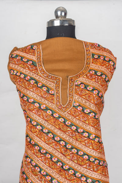 Kashmiri Hand Embroidered Jamawar suit with all over Heavy Aari Embroidery and Hand Tilla Embroidery