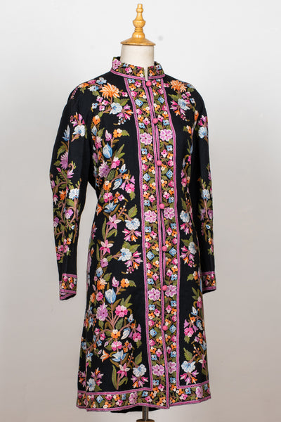 Midnight Garden Hand-Embroidered Kashmiri Jacket