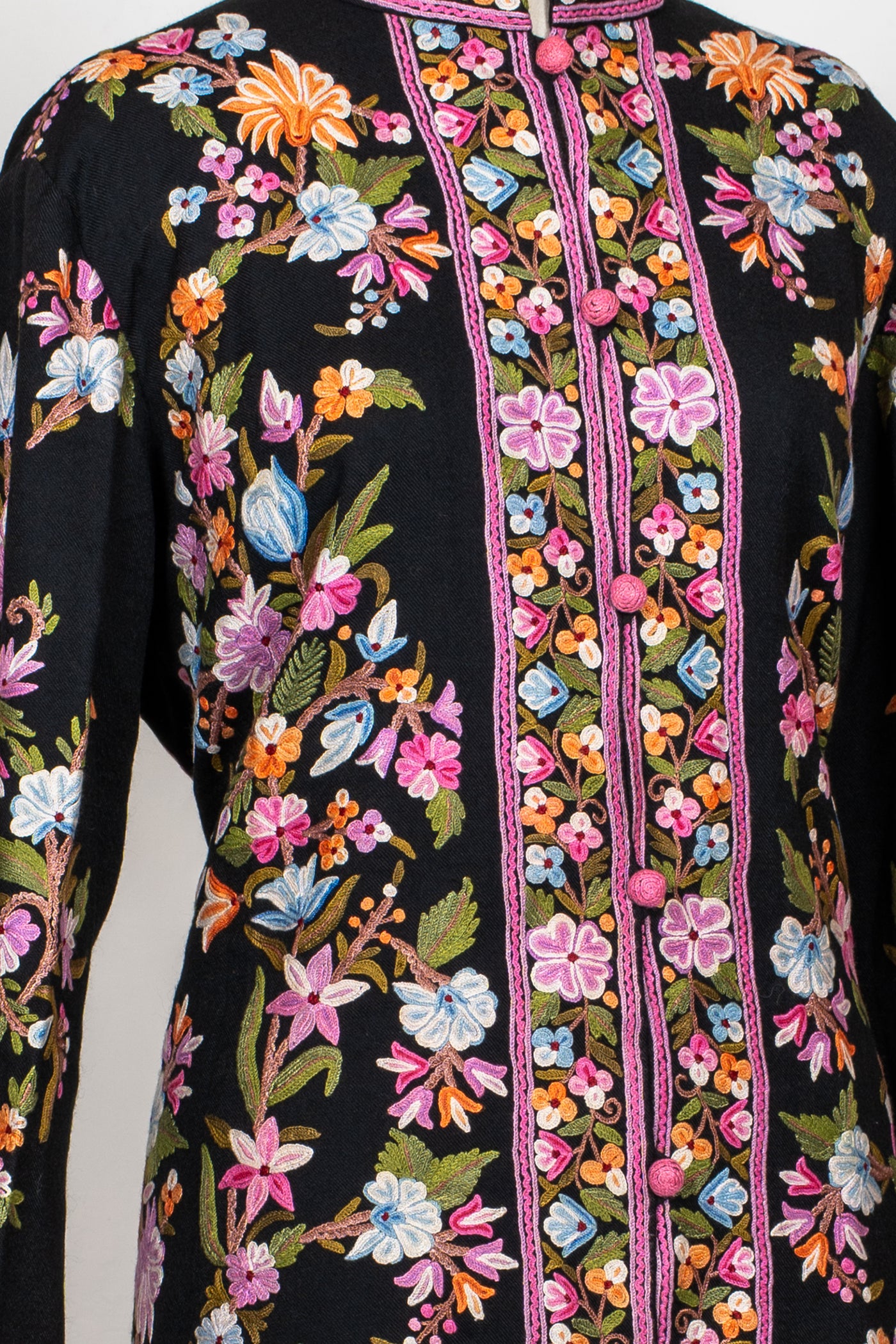 Midnight Garden Hand-Embroidered Kashmiri Jacket