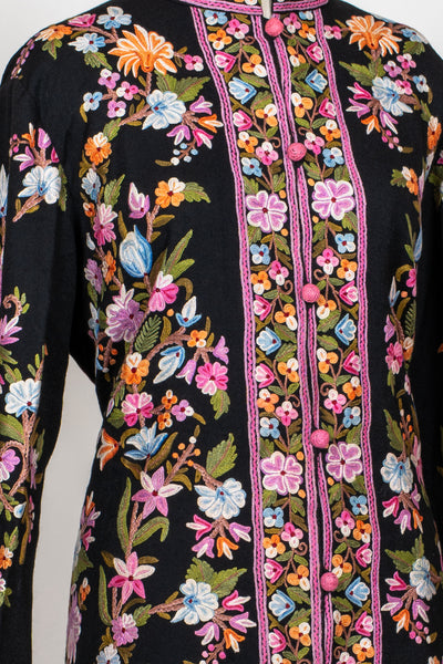 Midnight Garden Hand-Embroidered Kashmiri Jacket