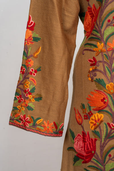 Hand Aari Embroidered Jacket in Earthy Brown