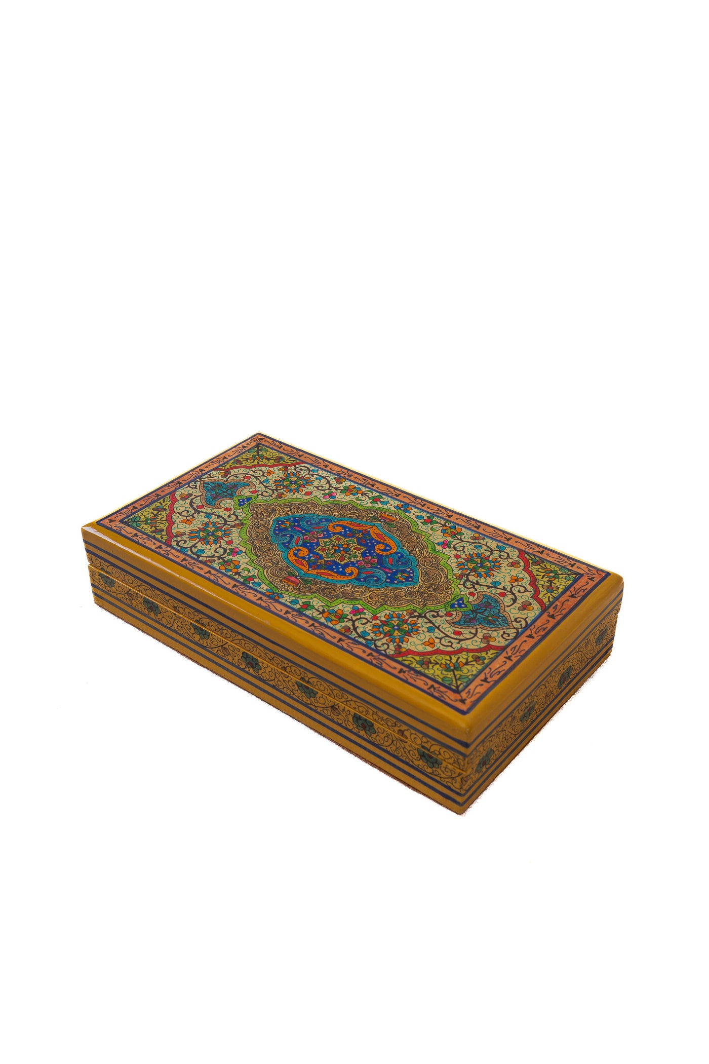 Golden Enchantment Hand-Painted Paper Mache Box