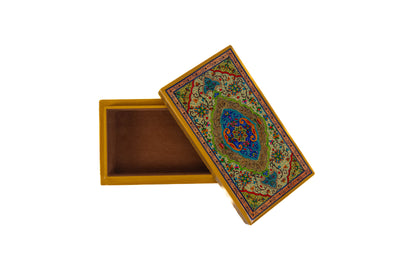 Golden Enchantment Hand-Painted Paper Mache Box