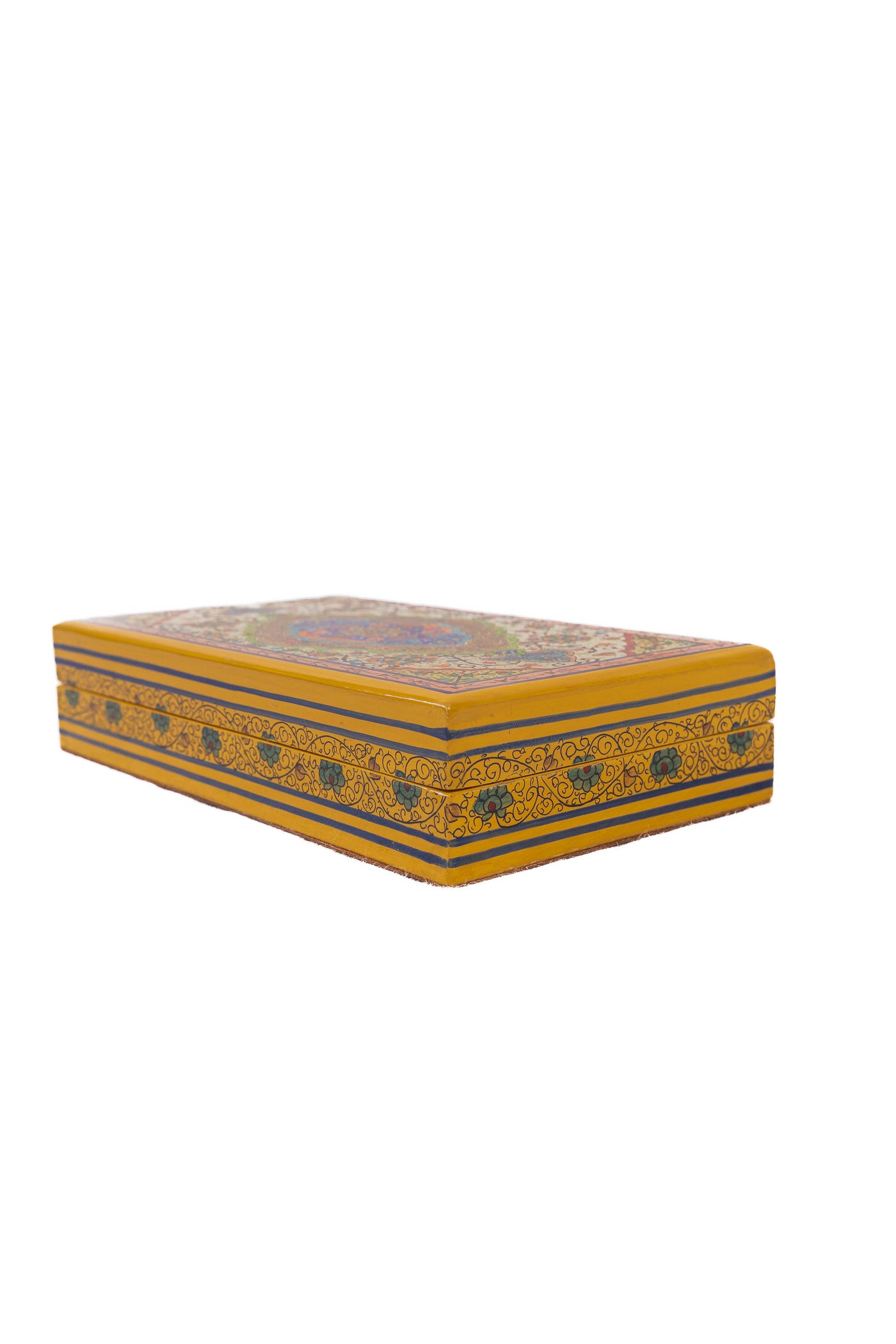 Golden Enchantment Hand-Painted Paper Mache Box