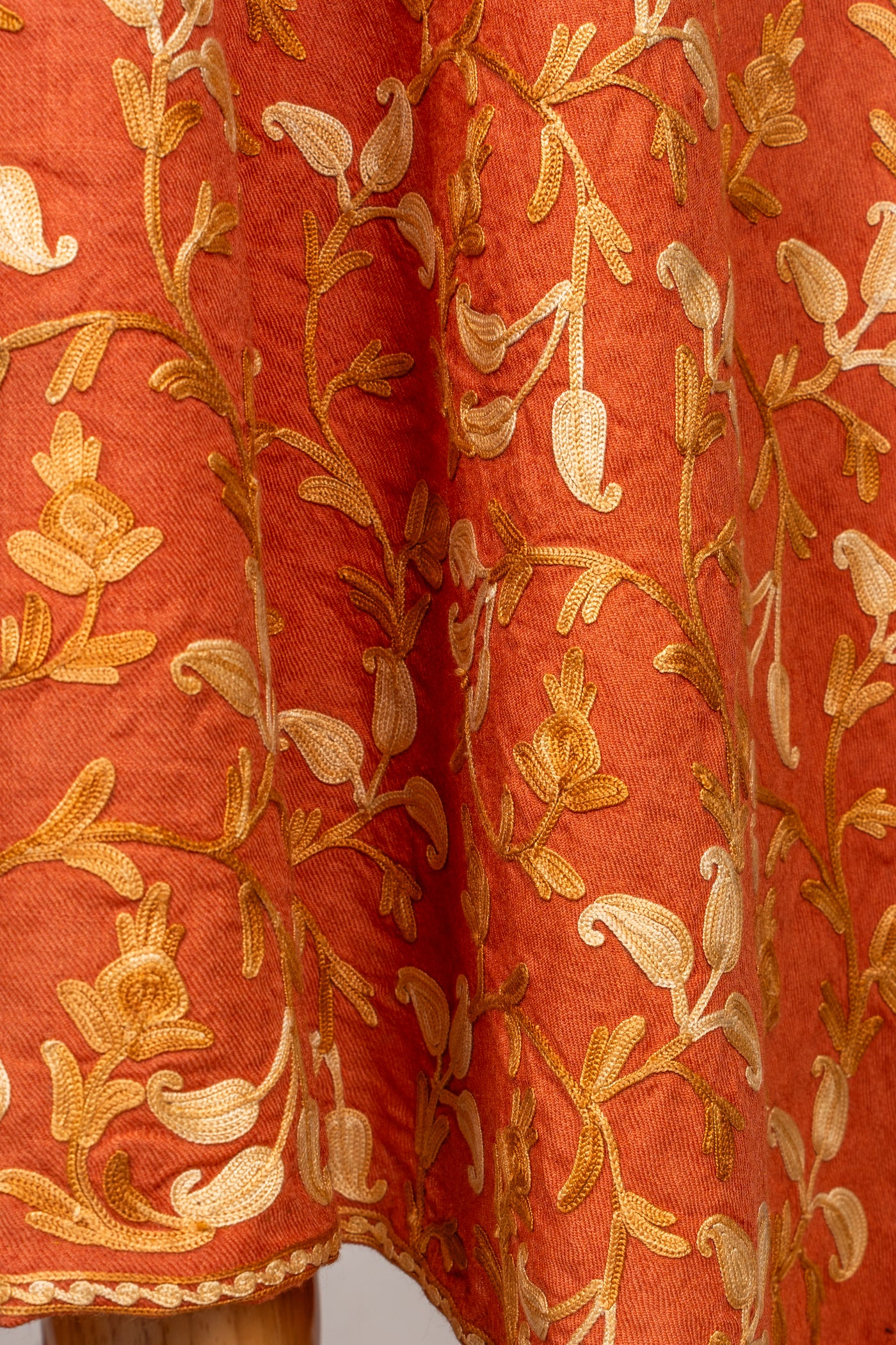 Aari Embroidered Abaya in Burnt Saffron Bloom