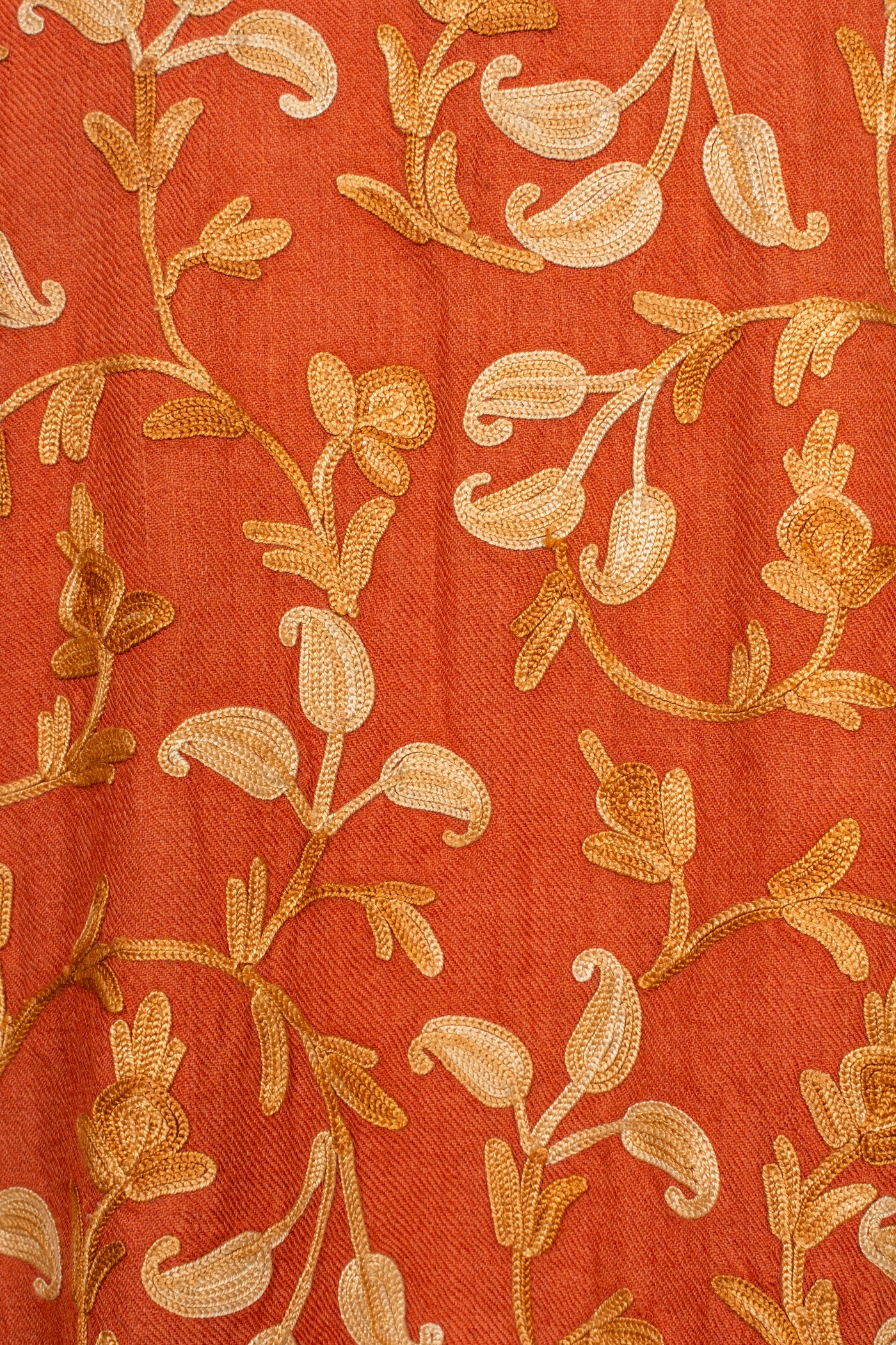 Aari Embroidered Abaya in Burnt Saffron Bloom