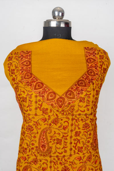 Zarafshan-e-Sozni: Kashmiri Hand Embroidered Sunshine Suit with all over Sozni Embroidery