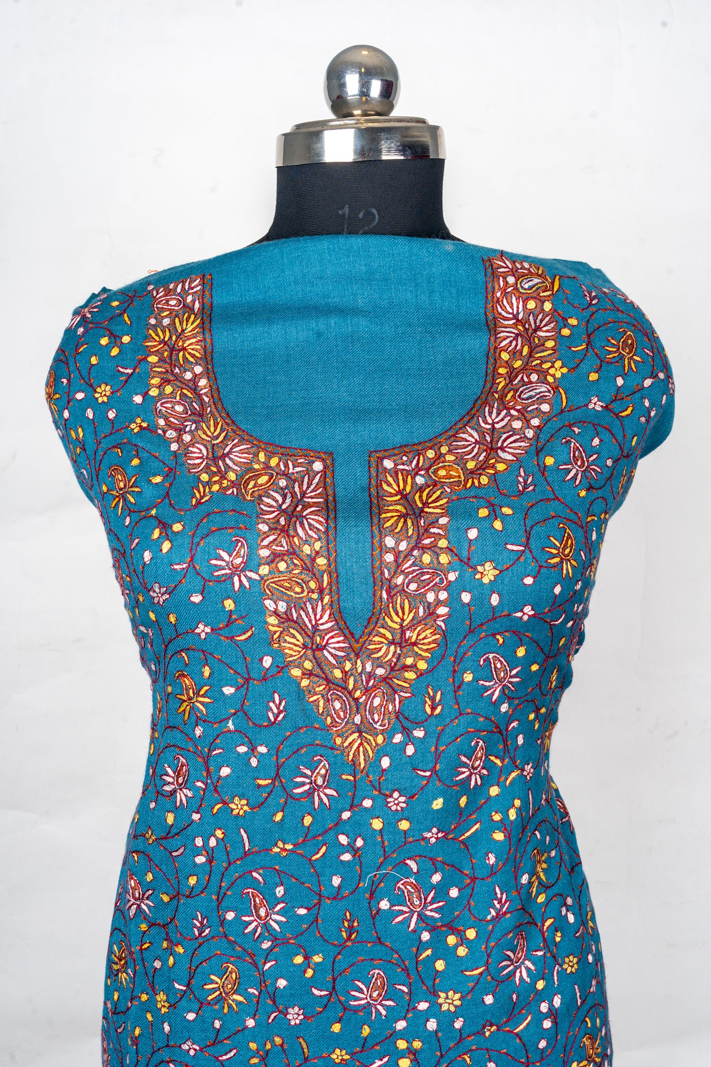 Neelam-e-Gulzar Ensemble: Kashmiri Hand Embroidered Suit With All Over Sozni Embroidery