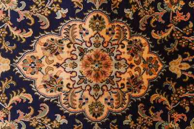 Midnight Floral Harmony Carpet - Hand Knotted Pure Silk Kashmiri Carpet (2.5ft * 4 ft)