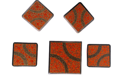 Autumn Glow Hand-Painted Paper Mache Coasters Set